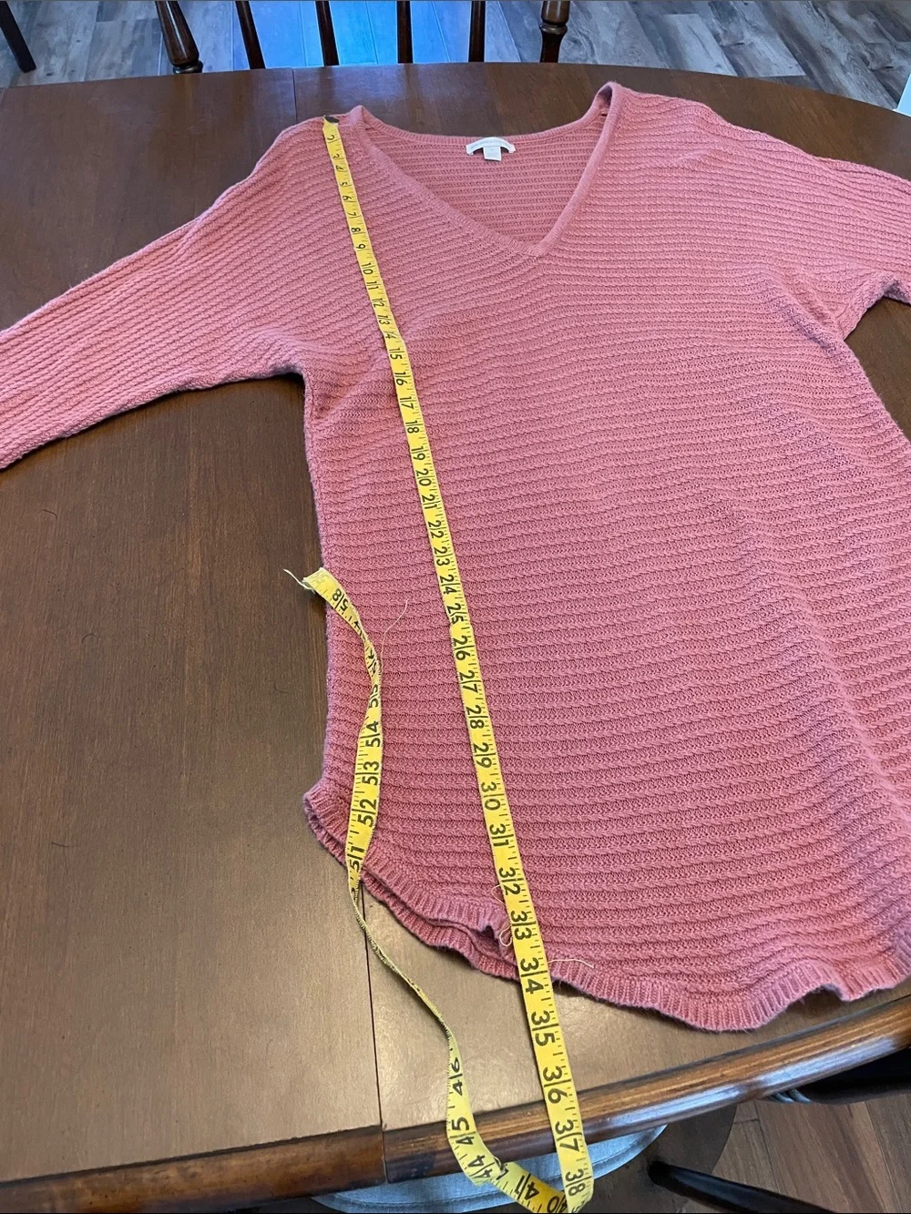 New York & Company Pink Openwork Knit Pullover